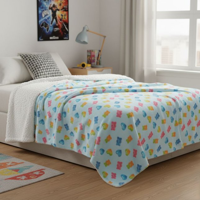 Modern Gummy Bear Pattern Blanket - For Kids Cute  Sherpadecke (Von Creator hochgeladen)