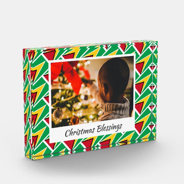 Modern GUYANA FLAG Christmas Keepake Fotoblock (Links)