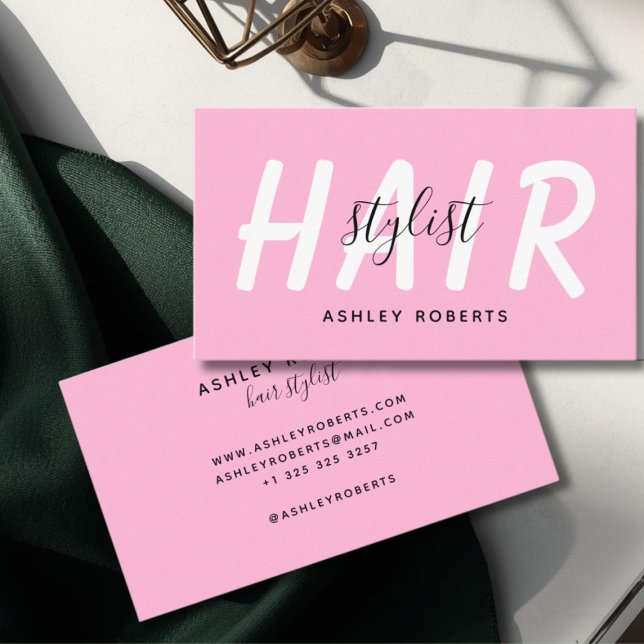 Modern haarstylistisch rosa visitenkarte (Von Creator hochgeladen)
