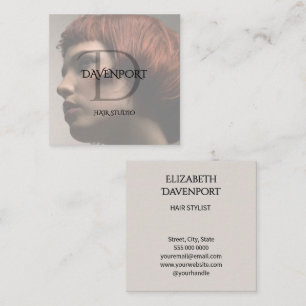 Modern Hair Studio Foto Monogramm Quadratische Visitenkarte
