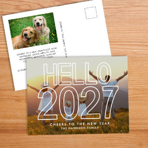Modern Hallo 2027 Foto Neujahr Feiertagspostkarte