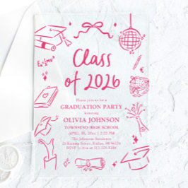Modern Hand Drawn Class of 2026 Graduation Party Acryleinladungen