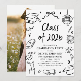 Modern Hand Drawn Class of 2026 Graduation Party Einladung