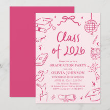 Modern Hand Drawn Class of 2026 Graduation Party
