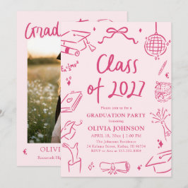 Modern Hand Drawn Class of 2027 Graduation Party Einladung