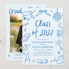 Modern Hand Drawn Class of 2027 Graduation Party Einladung