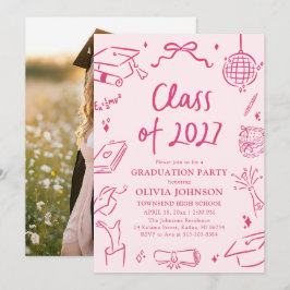 Modern Hand Drawn Class of 2027 Graduation Party Einladung