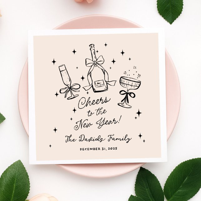 Modern Hand Drawn New Year's Eve Party  Serviette (Von Creator hochgeladen)