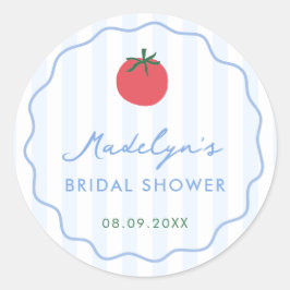 Modern Hand-Drawn Tomato Bridal Shower Favor Runder Aufkleber