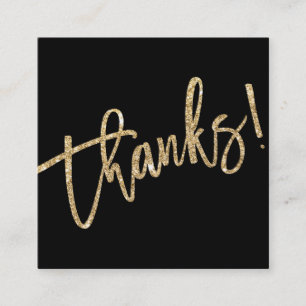 MODERN HAND LETTERED danke Ihnen goldenes Glitzer- Quadratische Visitenkarte