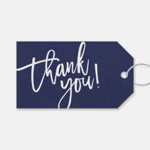 MODERN HAND LETTERED danke Ihnen weiß marineblau Geschenkanhänger