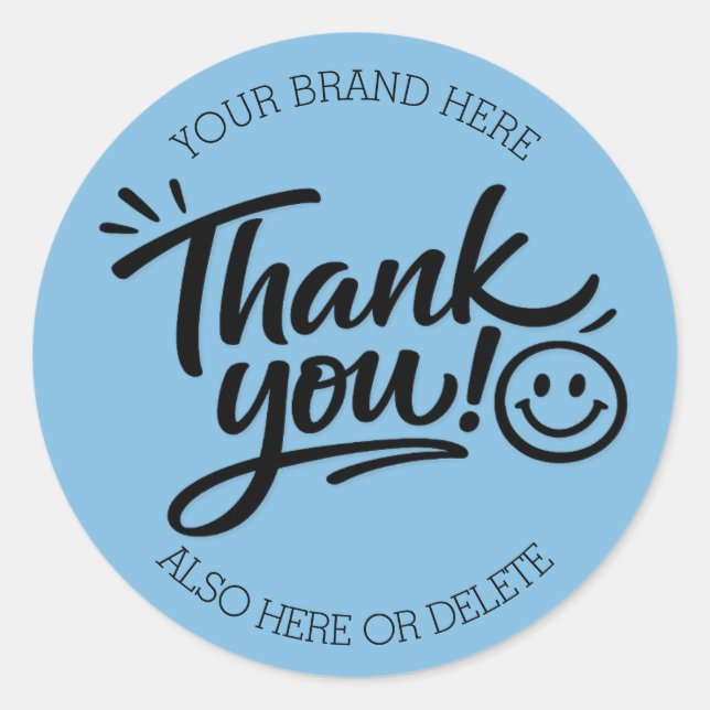 Modern Hand-Lettered “Thank You!” with Smiley Runder Aufkleber (Vorderseite)