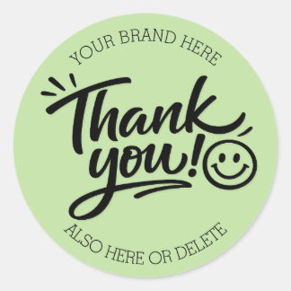 Modern Hand-Lettered “Thank You!” with Smiley Runder Aufkleber