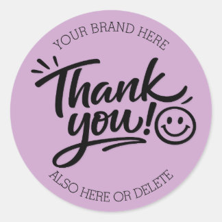 Modern Hand-Lettered “Thank You!” with Smiley Runder Aufkleber