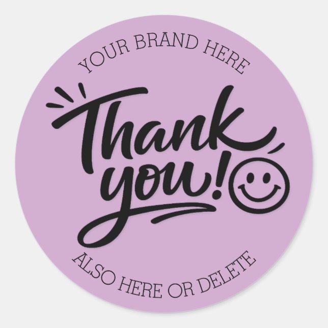 Modern Hand-Lettered “Thank You!” with Smiley Runder Aufkleber (Vorderseite)