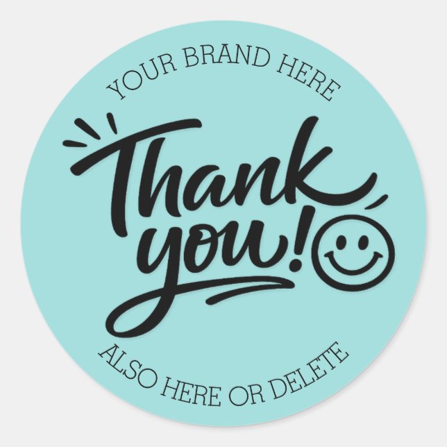 Modern Hand-Lettered “Thank You!” with Smiley Runder Aufkleber (Vorderseite)