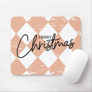 Modern handgemalt Diamantmuster Rosa Weiß Mousepad