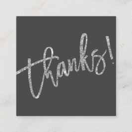 MODERN HANDLETTERED dank silberner Glitzer grau Quadratische Visitenkarte