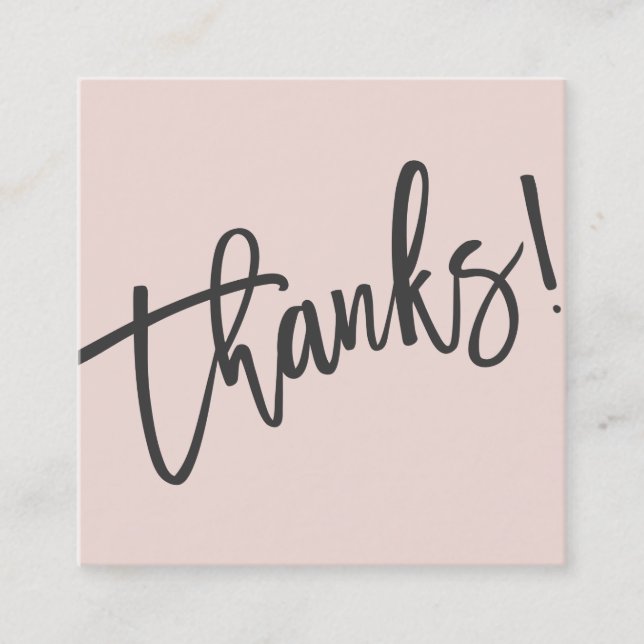 MODERN HANDLETTERED dank trendrosa schwarz Quadratische Visitenkarte (Vorderseite)