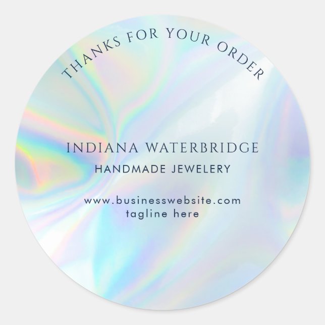 Modern Handmade Business Iridescent Thank You Runder Aufkleber (Vorderseite)