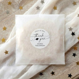 Modern Handwriting 2026 Graduation Thank You Favor Runder Aufkleber