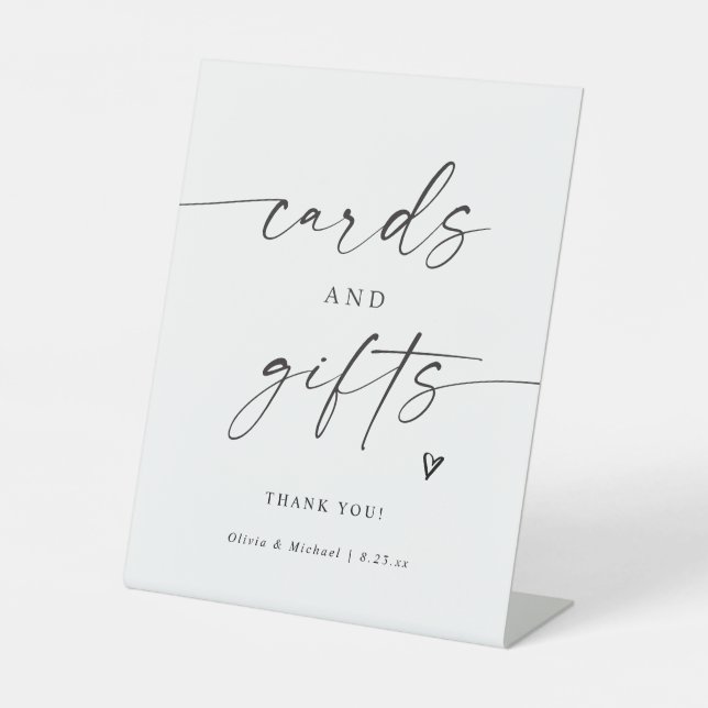 Modern Handwritten Cards & Gifts Wedding Sockelschild (Vorderseite)