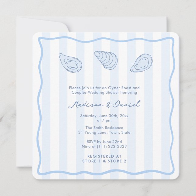Modern Handwritten Oyster Roast Coed Bridal Shower Einladung (Vorderseite)