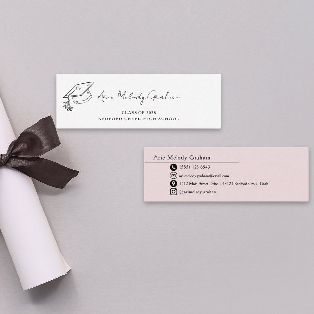 Modern Handwritten Script Graduate Name Card Mini Visitenkarte (Von Creator hochgeladen)