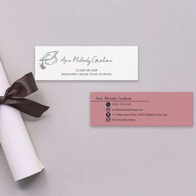 Modern Handwritten Script Graduate Name Card Mini Visitenkarte (Von Creator hochgeladen)