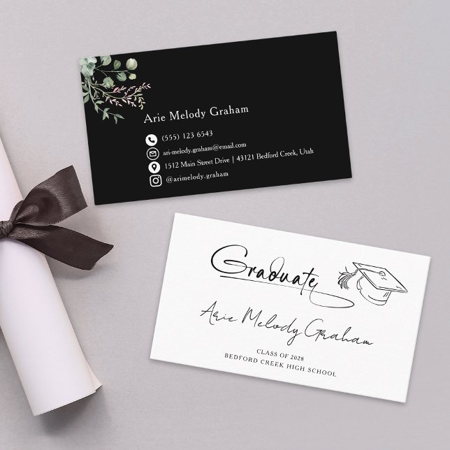 Modern Handwritten Script Graduate Name Card Visitenkarte (Von Creator hochgeladen)