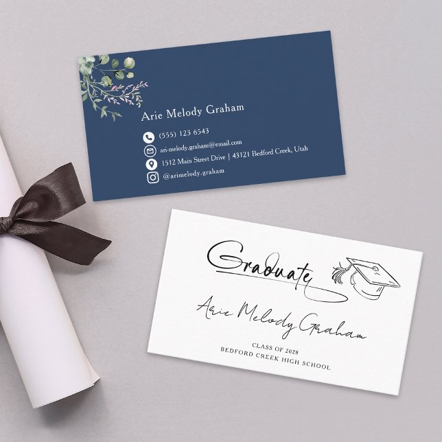 Modern Handwritten Script Graduate Name Card Visitenkarte (Von Creator hochgeladen)