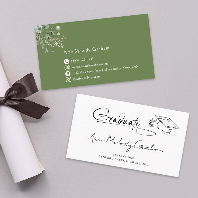 Modern Handwritten Script Graduate Name Card Visitenkarte (Von Creator hochgeladen)