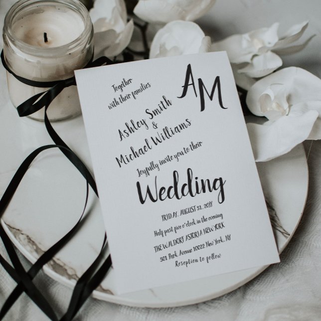Modern Handwritten Simple Black and White Wedding Einladung (Von Creator hochgeladen)