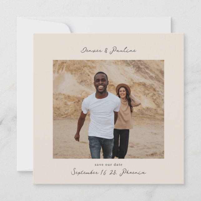 Modern Handwritten Square Photo Wedding  Save The Date (Vorderseite)