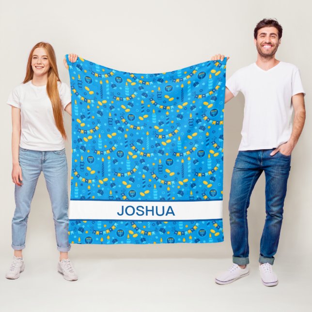 Modern Hanukkah Blau Personalisiert Fleecedecke (Beispiel)