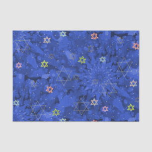Modern Hanukkah Blue Gold Star von David Pattern Seidenpapier