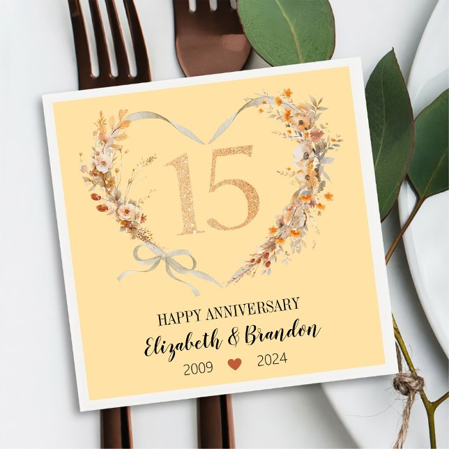 Modern Happy 15-jähriges Jubiläum Hochzeit Napkins Serviette (Von Creator hochgeladen)