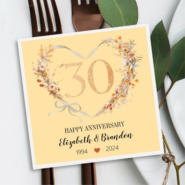 Modern Happy 30 Jahre Jubiläum Hochzeit Napkins Serviette (Von Creator hochgeladen)