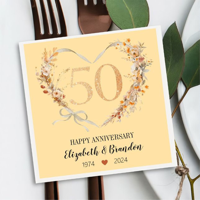 Modern Happy 50 Jahre Jubiläum Hochzeit Napkins Serviette (Von Creator hochgeladen)