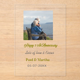 Modern happy 50th anniversary add name date photo  acryleinladungen