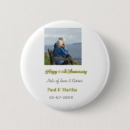 Modern happy 50th anniversary add name date photo  button