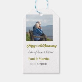Modern happy 50th anniversary add name date photo  geschenkanhänger