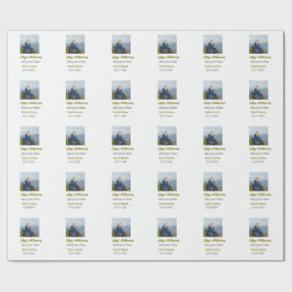 Modern happy 50th anniversary add name date photo  geschenkpapier