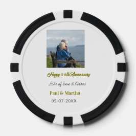 Modern happy 50th anniversary add name date photo  pokerchips