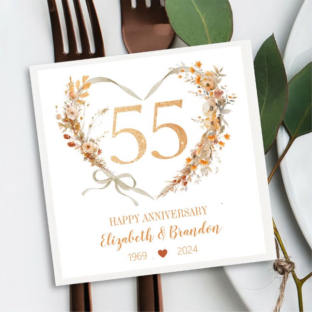 Modern Happy 55. Jubiläum Hochzeit Napkins Serviette (Von Creator hochgeladen)