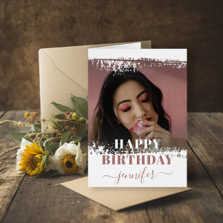 Modern Happy Birthday Dusty Rose Fotovorlage