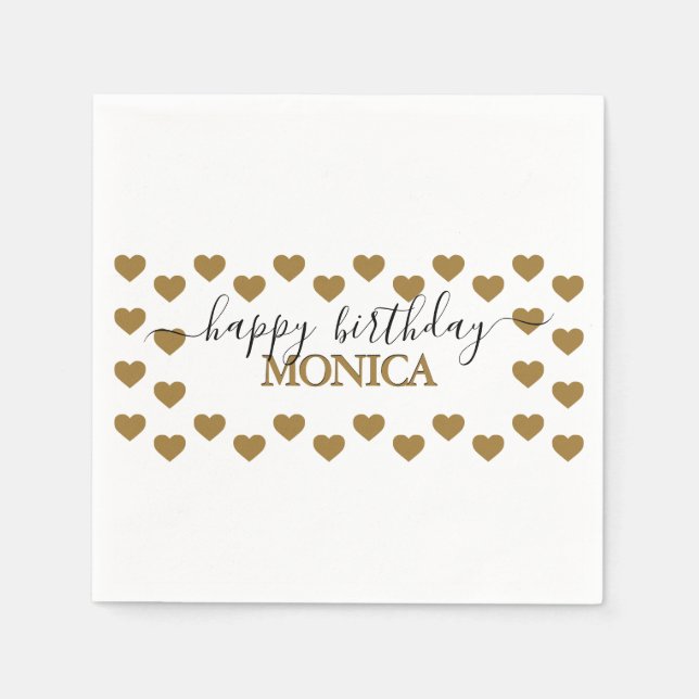 Modern Happy Birthday Foto Collage Name Script Serviette (Vorderseite)