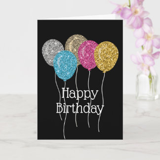 Modern Happy Birthday Glitzer Balloons Karte
