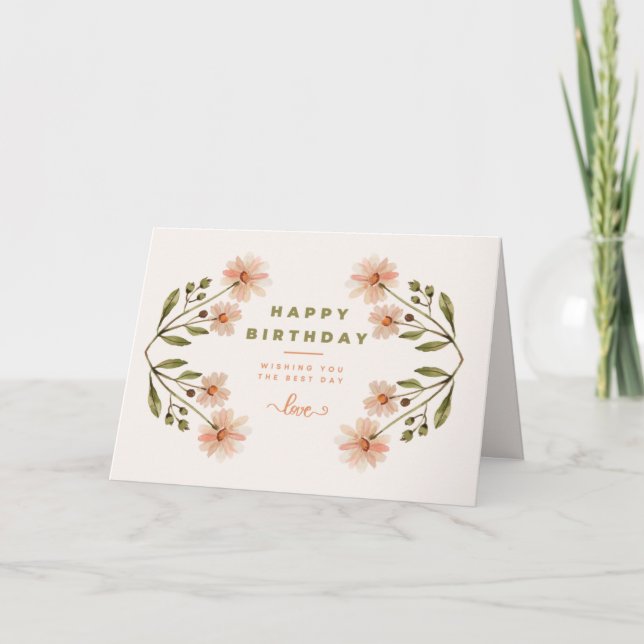 Modern Happy Birthday Grußkarte Wasserfarbe Karte (Vorderseite)