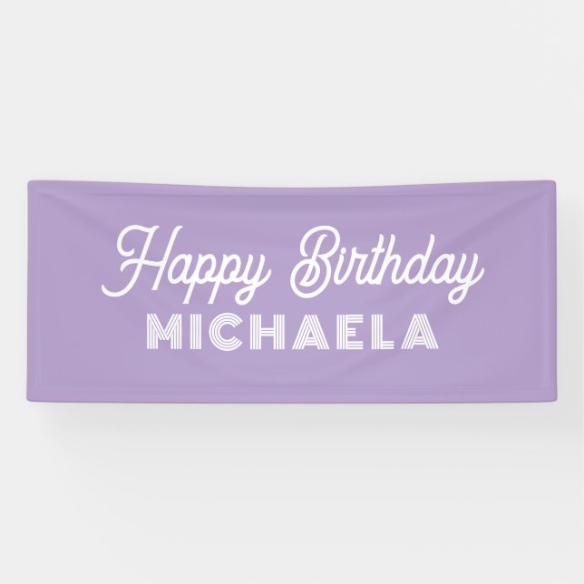 Modern Happy Birthday Individuelle Name Banner (Horizontal)